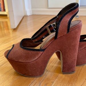 Tall brown platform heels